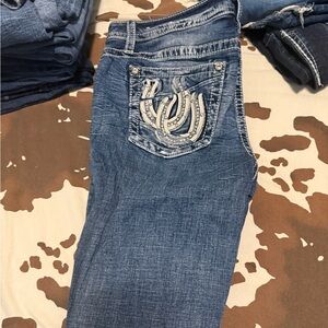 Miss Me Blue Jeans with Silver Embellishments